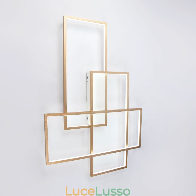 Plafoniera moderna in alluminio contemporanea color oro con dimmer remoto per soggiorno, camera da letto (può essere utilizzata anche come applique)