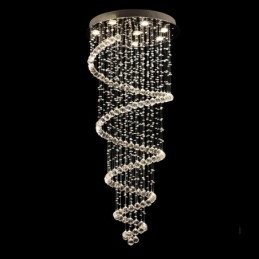 Lampadario a sospensione a spirale moderno in cristallo K9 per interni, lampadario per scale e soffitti alti