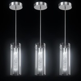 Lampada a sospensione artistica a 3 luci con paralumi in vetro, attacco lampadina G4