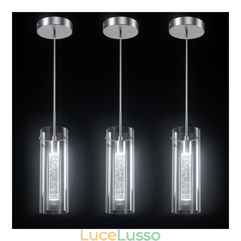 Lampada a sospensione artistica a 3 luci con paralumi in vetro, attacco lampadina G4