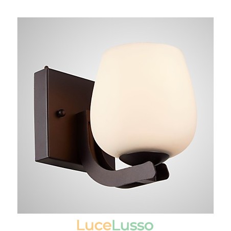 Lampada da parete in ferro con paralume in vetro Applique da parete classiche e moderne Lampada da parete in ferro con paralume in vetro Applique da parete classiche e moderne