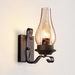 Lampada da parete in vetro nordico rustico retrò, applique da parete per camera da letto, applique da parete industriale vintage