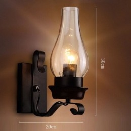 Lampada da parete in vetro nordico rustico retrò, applique da parete per camera da letto, applique da parete industriale vintage