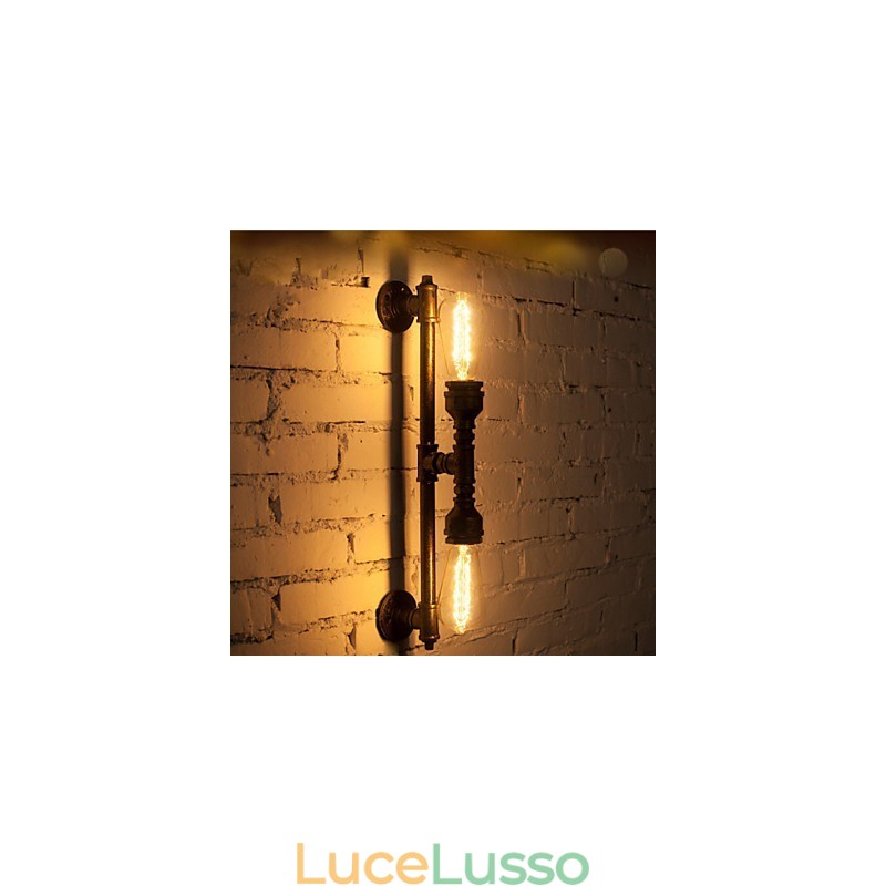Lampada da parete in ferro battuto con tubi dell'acqua, luci da corridoio vintage, lampada da parete in ferro da loft, lampadina a incandescenza Edison FJ DB2 046A0