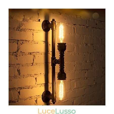 Lampada da parete in ferro battuto con tubi dell'acqua, luci da corridoio vintage, lampada da parete in ferro da loft, lampadina a incandescenza Edison FJ DB2 046A0 Lampada da parete in ferro battuto con tubi dell'acqua, luci da corridoio vintage, lampada da parete in ferro da loft, lampadina a incandescenza Edison FJ DB2 046A0
