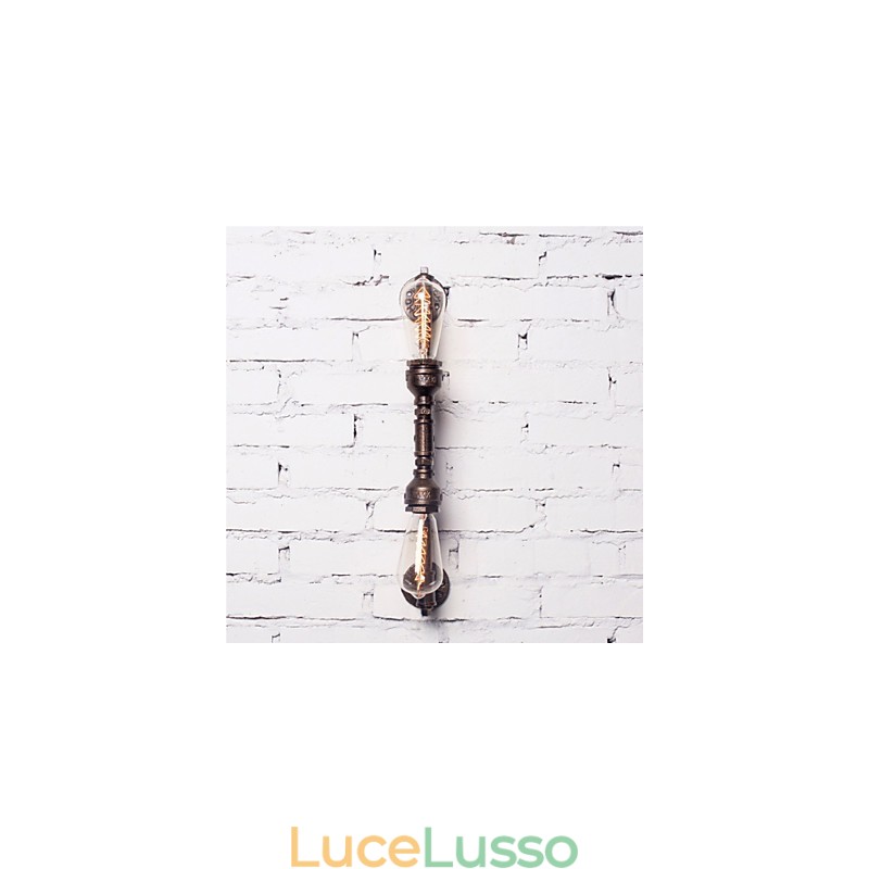 Lampada da parete in ferro battuto con tubi dell'acqua, luci da corridoio vintage, lampada da parete in ferro da loft, lampadina a incandescenza Edison FJ DB2 046A0
