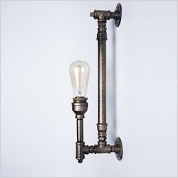 Lampada da parete in ferro battuto con tubi dell'acqua, luci da corridoio vintage, lampada da parete in ferro da loft, lampadina a incandescenza Edison FJ DB2 046A0