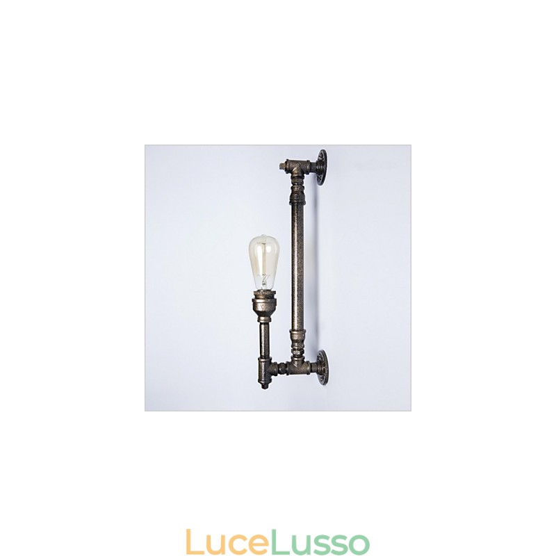 Lampada da parete in ferro battuto con tubi dell'acqua, luci da corridoio vintage, lampada da parete in ferro da loft, lampadina a incandescenza Edison FJ DB2 046A0