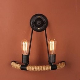 Lampada da parete a semicerchio in corda di canapa per balcone contratta