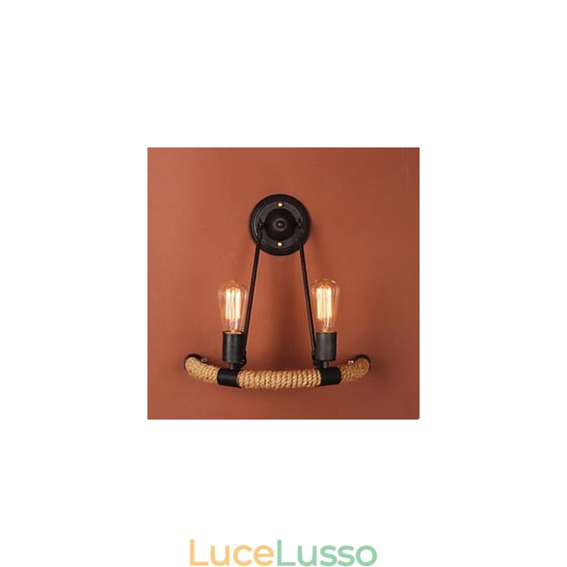 Lampada da parete a semicerchio in corda di canapa per balcone contratta