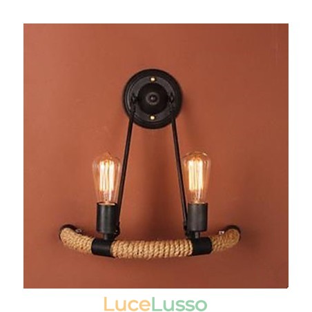 Lampada da parete a semicerchio in corda di canapa per balcone contratta