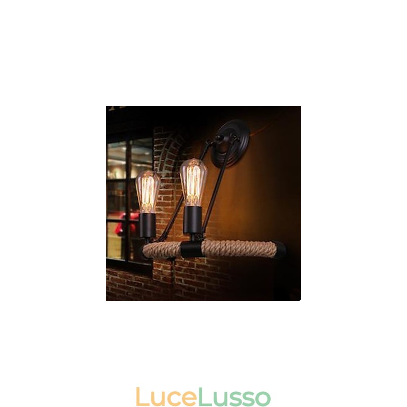 Lampada da parete a semicerchio in corda di canapa per balcone contratta