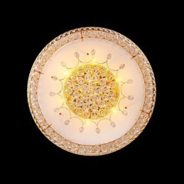 Lampada da soffitto rotonda in cristallo con cupola assorbente, diametro 80 cm, contiene 15 lampadine.