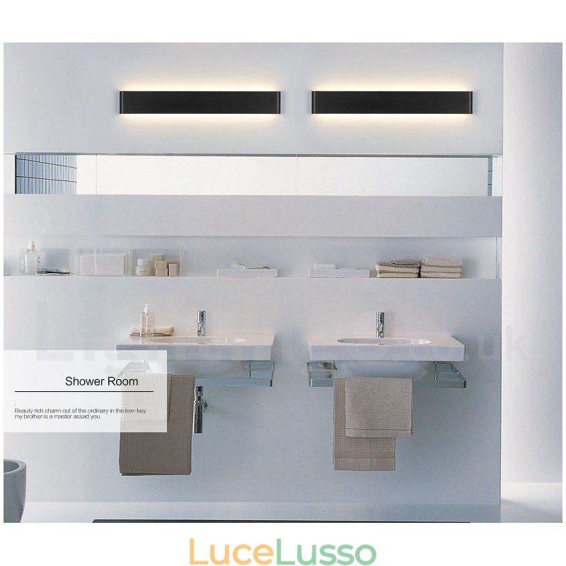 Applique e lampade da parete moderne e contemporanee lunghe per interni, in metallo, IP 44, per bagno, camera da letto, soggiorno