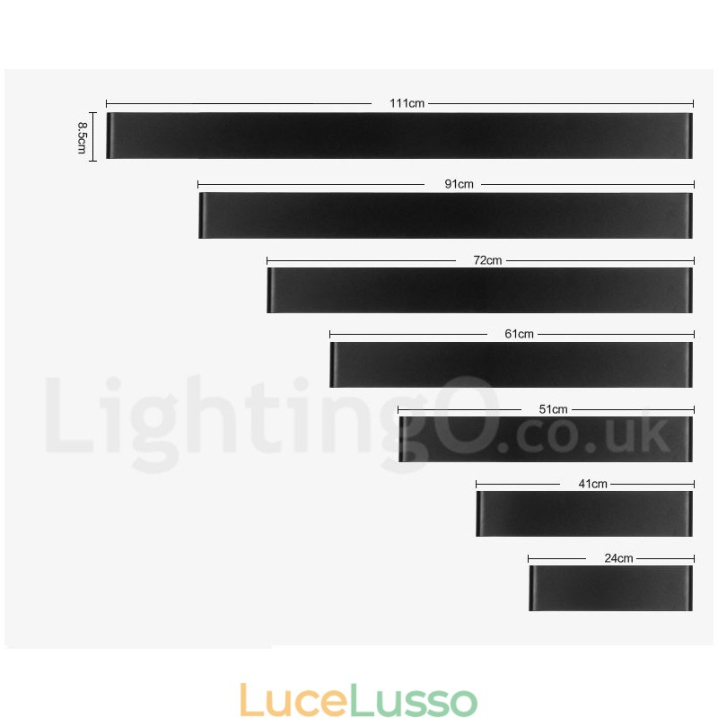 Applique e lampade da parete moderne e contemporanee lunghe per interni, in metallo, IP 44, per bagno, camera da letto, soggiorno