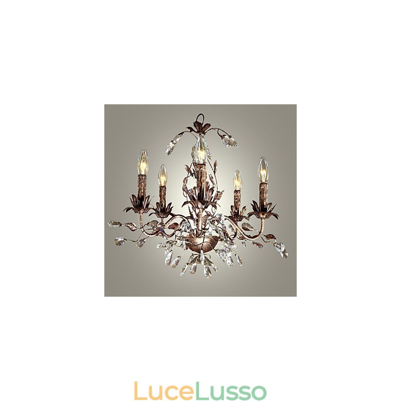 Lampadario in metallo ottone antico in stile candela vintage
