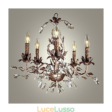 Lampadario in metallo ottone antico in stile candela vintage