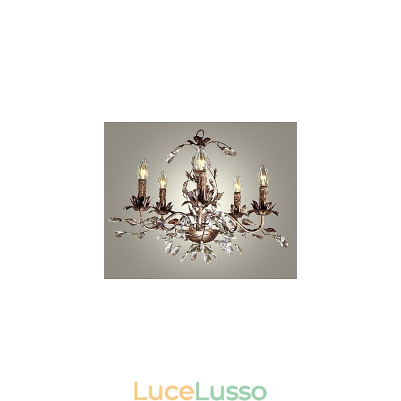Lampadario in metallo ottone antico in stile candela vintage
