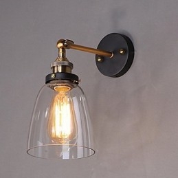 Applique da parete in vetro Industrial Edison Simplicity con base in metallo, sala da pranzo, studio, ufficio, corridoio, montaggio a parete