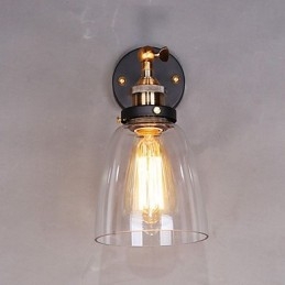 Applique da parete in vetro Industrial Edison Simplicity con base in metallo, sala da pranzo, studio, ufficio, corridoio, montaggio a parete