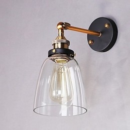 Applique da parete in vetro Industrial Edison Simplicity con base in metallo, sala da pranzo, studio, ufficio, corridoio, montaggio a parete