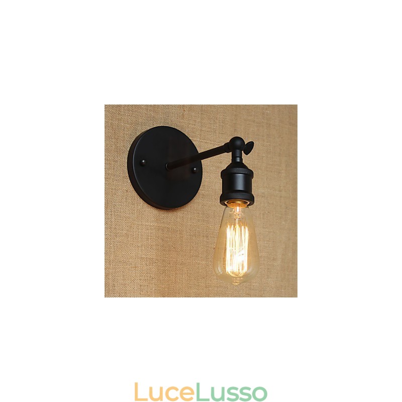 Applique da parete minimalista in ferro battuto nero per bar, ristorante americano, caffetteria, comodino, corridoio