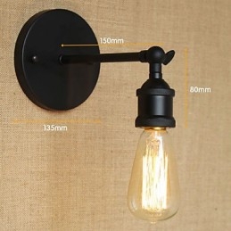 Applique da parete minimalista in ferro battuto nero per bar, ristorante americano, caffetteria, comodino, corridoio