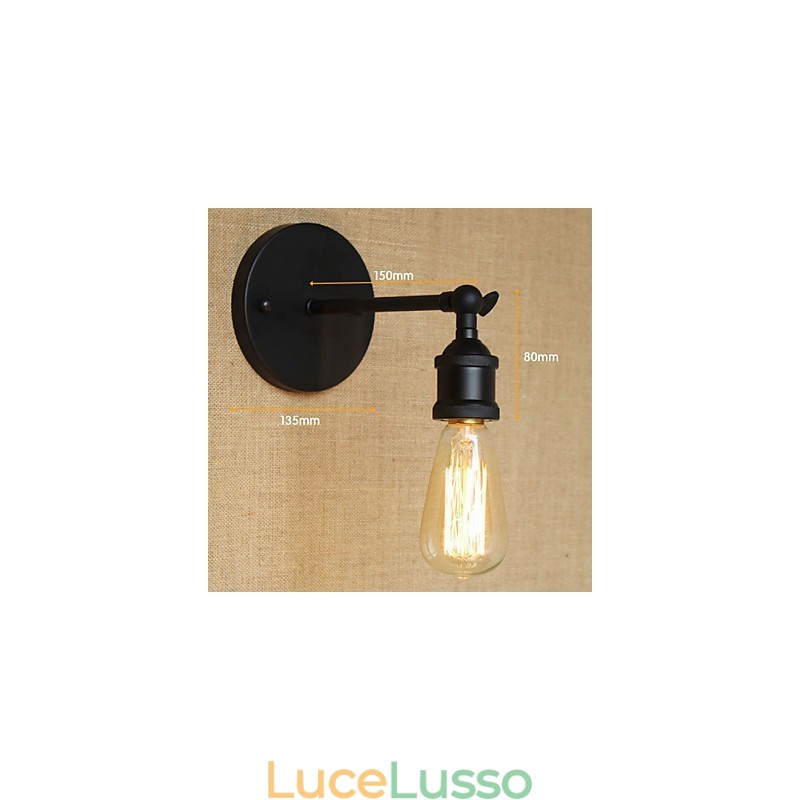 Applique da parete minimalista in ferro battuto nero per bar, ristorante americano, caffetteria, comodino, corridoio