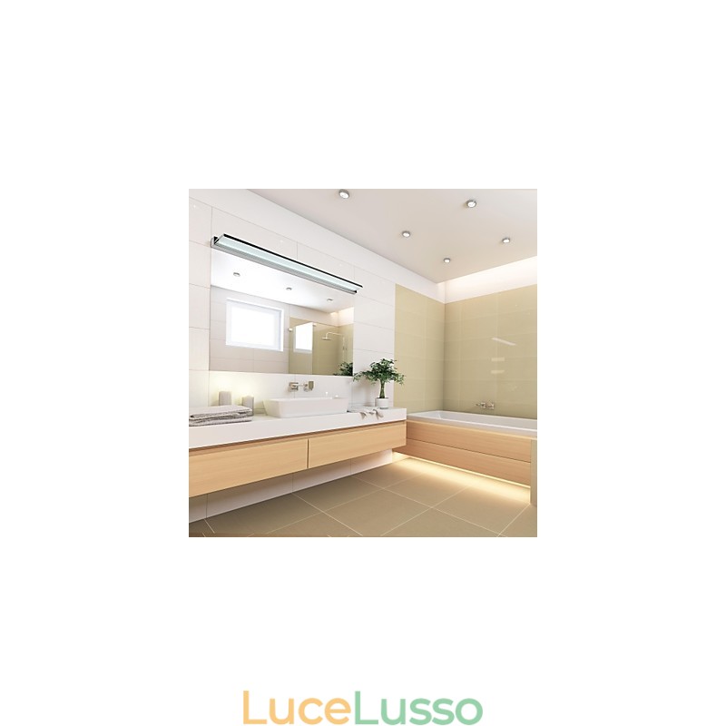 Lampada a specchio in acciaio inox e acrilico