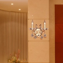Applique in cristallo dorato con 2 luci
