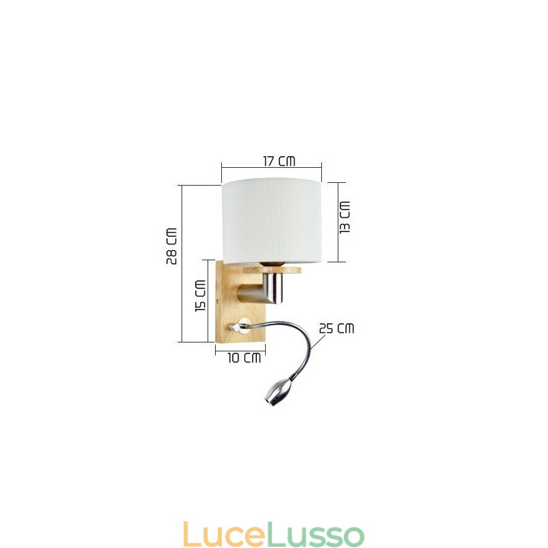 Lampada da parete una luce con luce di lettura