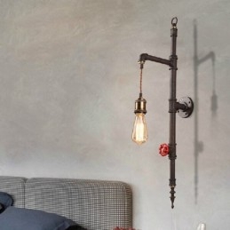 Lampada da parete retrò creativa rurale a razzo con parete a tubi