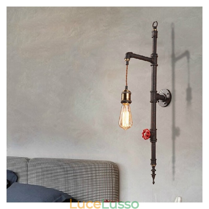 Lampada da parete retrò creativa rurale a razzo con parete a tubi
