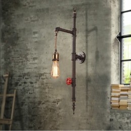 Lampada da parete retrò creativa rurale a razzo con parete a tubi