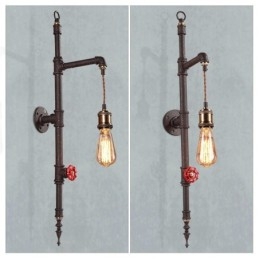 Lampada da parete retrò creativa rurale a razzo con parete a tubi