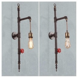 Lampada da parete retrò creativa rurale a razzo con parete a tubi