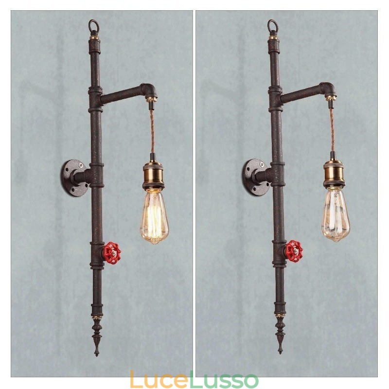 Lampada da parete retrò creativa rurale a razzo con parete a tubi