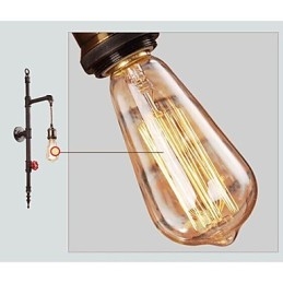Lampada da parete retrò creativa rurale a razzo con parete a tubi