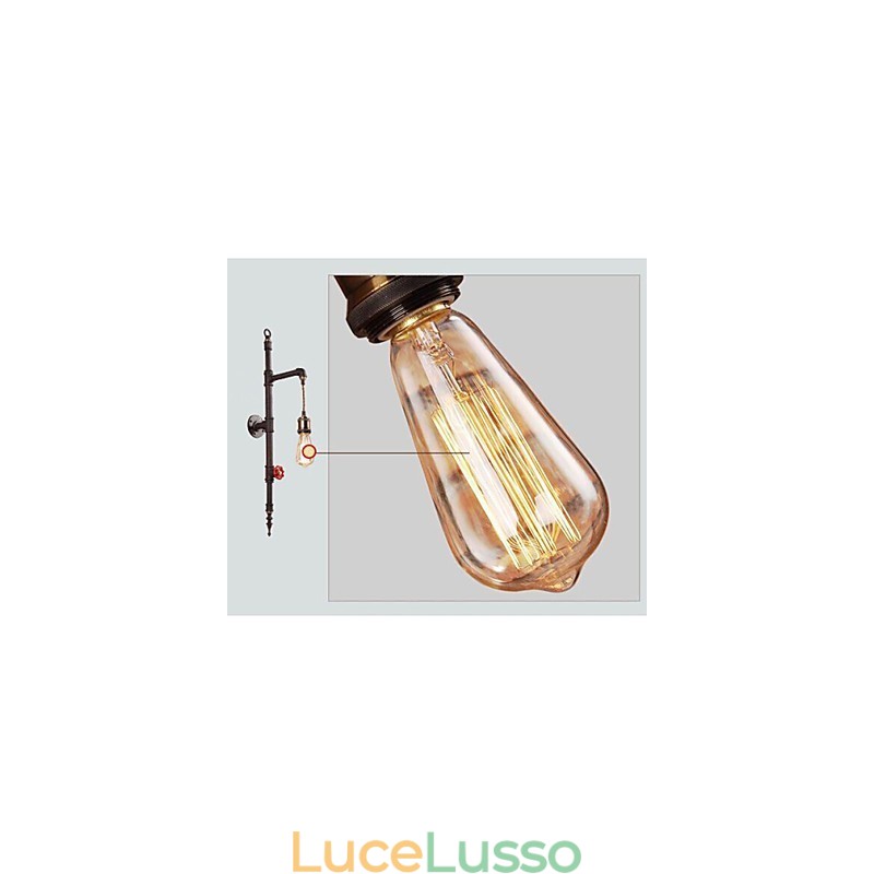 Lampada da parete retrò creativa rurale a razzo con parete a tubi