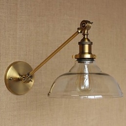 Lampada da parete per camera da letto in stile retrò creativo americano country, in ferro e vetro, in ottone e bronzo