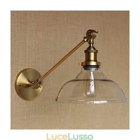 Lampada da parete per camera da letto in stile retrò creativo americano country, in ferro e vetro, in ottone e bronzo Lampada da parete per camera da letto in stile retrò creativo americano country, in ferro e vetro, in ottone e bronzo