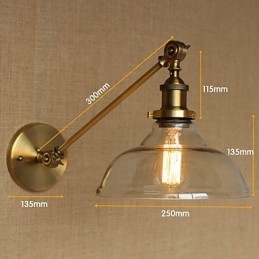Lampada da parete per camera da letto in stile retrò creativo americano country, in ferro e vetro, in ottone e bronzo
