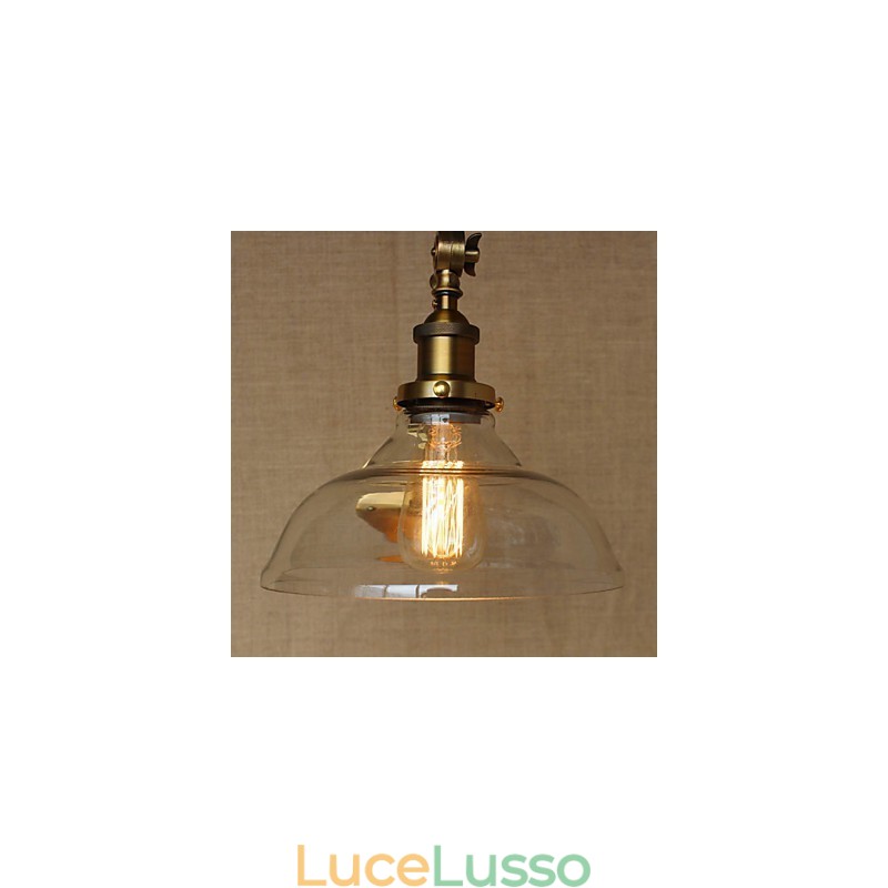 Lampada da parete per camera da letto in stile retrò creativo americano country, in ferro e vetro, in ottone e bronzo