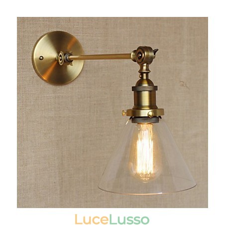 Lampada da parete per camera da letto in stile retrò creativo americano country, in ferro e vetro, in ottone e bronzo Lampada da parete per camera da letto in stile retrò creativo americano country, in ferro e vetro, in ottone e bronzo