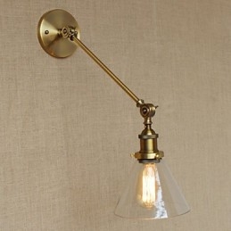 Lampada da parete per camera da letto in stile retrò creativo americano country, in ferro e vetro, in ottone e bronzo