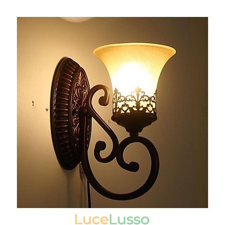 Lampada da parete in vetro per camera da letto in ferro battuto, tipo Europa, che restaura i modi antichi Lampada da parete in vetro per camera da letto in ferro battuto, tipo Europa, che restaura i modi antichi