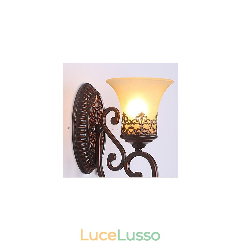Lampada da parete in vetro per camera da letto in ferro battuto, tipo Europa, che restaura i modi antichi