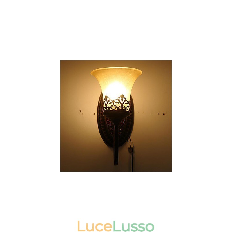 Lampada da parete in vetro per camera da letto in ferro battuto, tipo Europa, che restaura i modi antichi