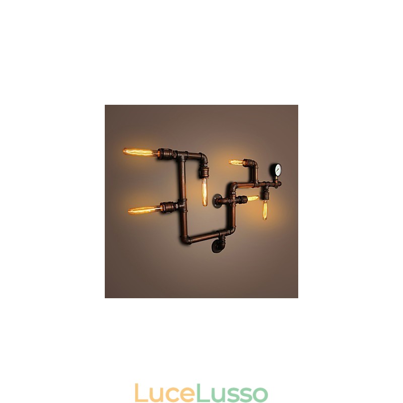 Lampada da parete Applique da parete 6 luci Finitura bronzo Stile industriale Rustico Lodge Metallo