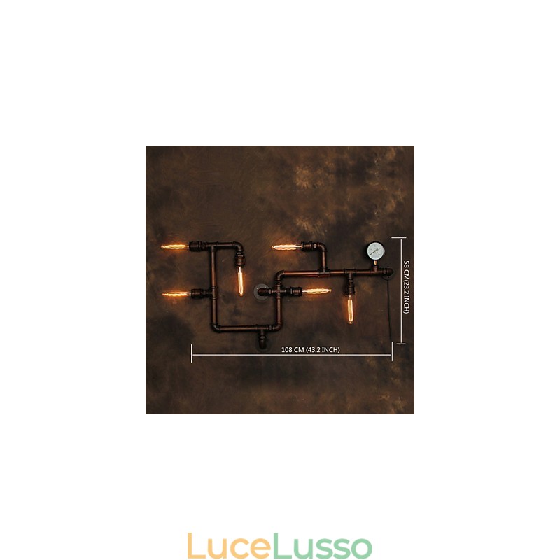 Lampada da parete Applique da parete 6 luci Finitura bronzo Stile industriale Rustico Lodge Metallo